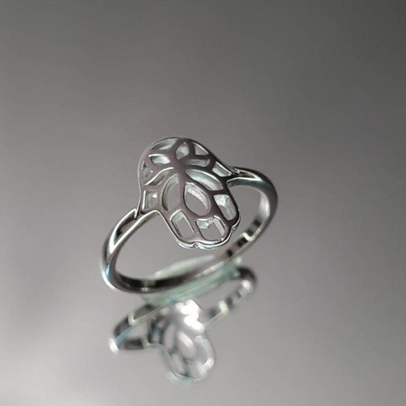 Women's 925 Thin Sterling Silver Hand Hamsa Dainty Protection Amulet Ring - Picture 10 of 10
